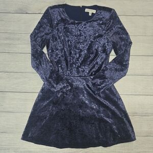 Dress the Population Velvet Skater Mini Dress 90's Grunge Blue Size S NWOT